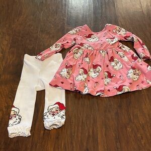Ruffle Butts Pink Santa Matching Set